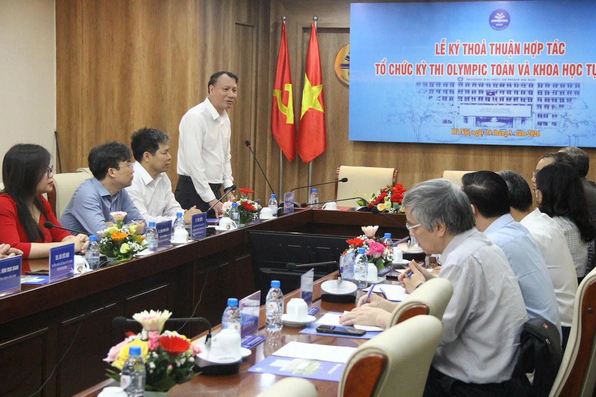 PGS.TS Nguyễn Đức Sơn – Hiệu trưởng Trường Đại học Sư phạm Hà Nội phát biểu tại lễ ký kết.