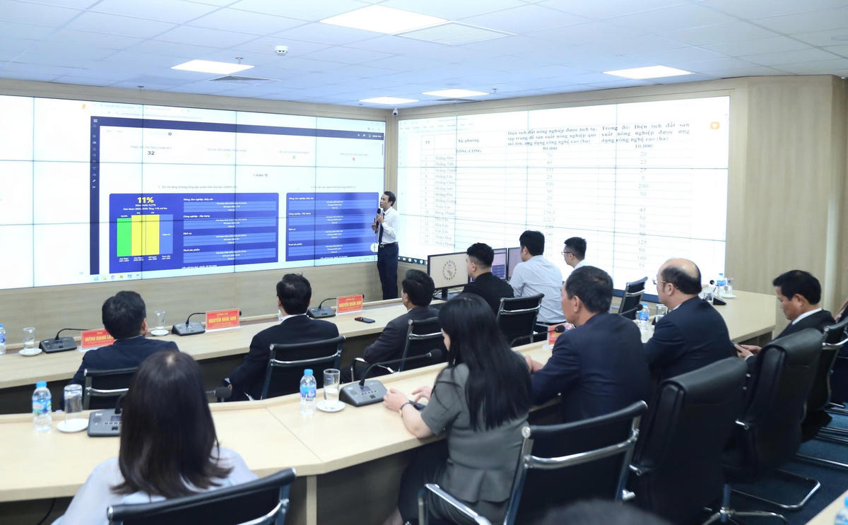 Phòng điều hành trung tâm IOC Thanh Hóa. Ảnh: Phong Sắc