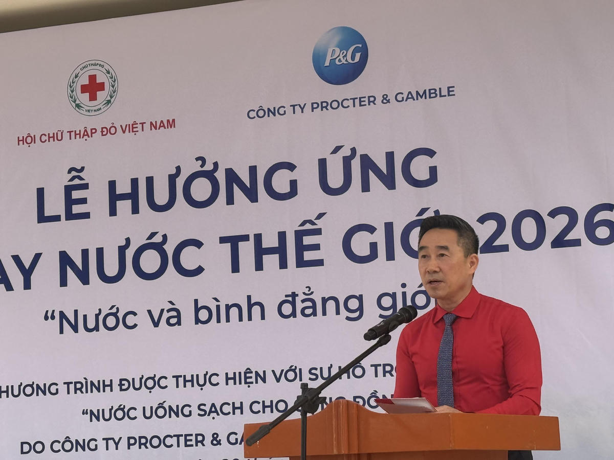 Ông Nguyễn Hải Anh - Phó Chủ tịch, Tổng Thư ký Hội Chữ thập đỏ Việt Nam phát biểu tại lễ hưởng ứng. Ảnh: PV