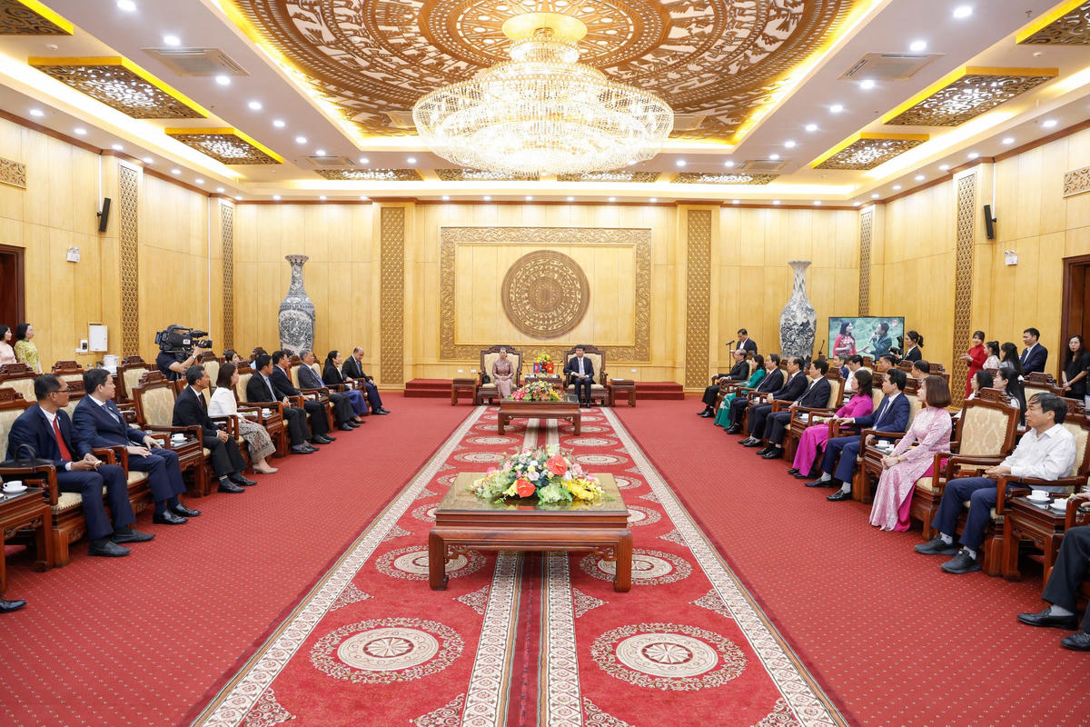 Quang cảnh buổi tiếp đoàn. Ảnh: Quang Vinh.