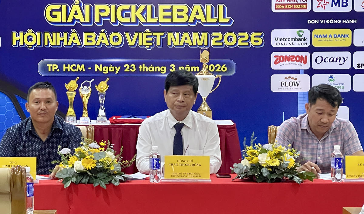 Ban tổ chức họp báo công bố giải đấu pickleball dành cho người làm báo. Ảnh: Đ.Xá.