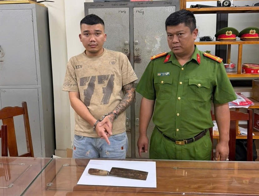 Đối tượng Dương Hữu Ninh tại cơ quan Công an.