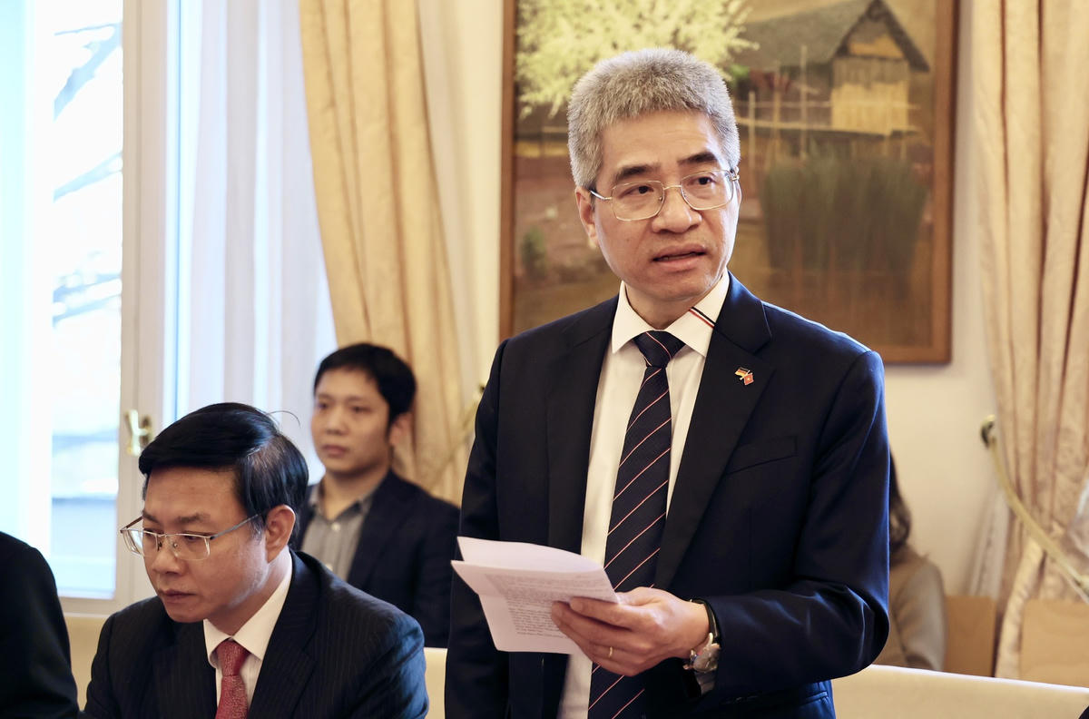 Đại sứ Việt Nam tại Đức Nguyễn Đắc Thành báo cáo - Ảnh: VGP/Minh Ngọc.