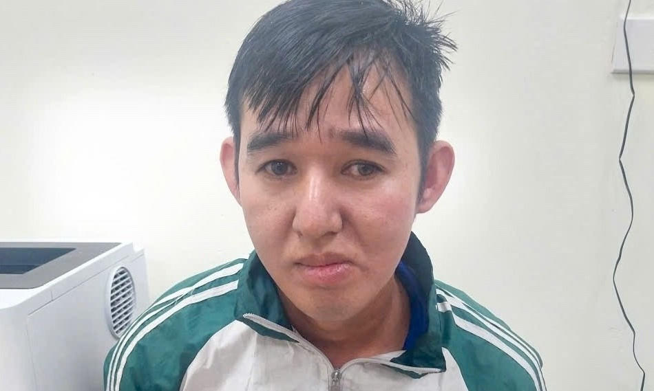 Đối tượng Lê Hoàng Minh tại cơ quan công an.