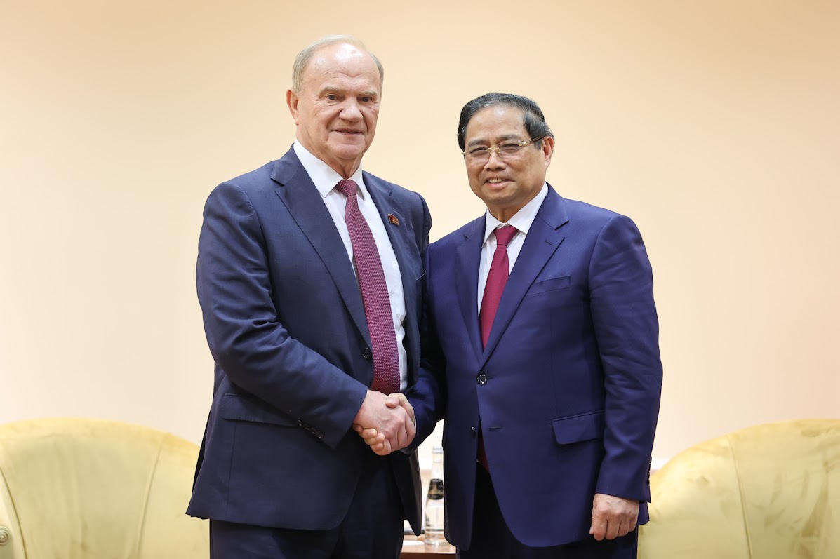 Thủ tướng Chính phủ Phạm Minh Chính tiếp đồng chí Gennady Zyuganov, Chủ tịch Đảng Cộng sản Liên bang Nga - Ảnh: VGP/Nhật Bắc