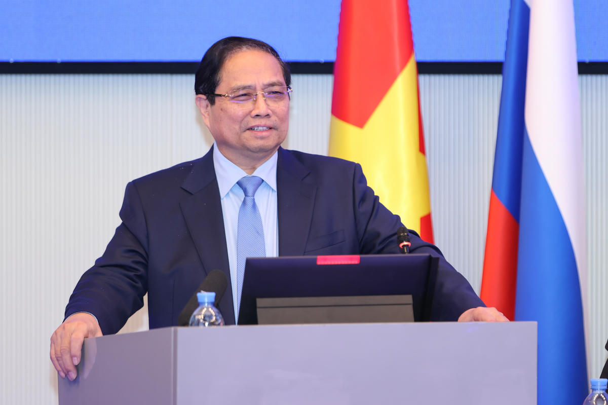 Thủ tướng phát biểu tại Trường Đại học Khoa học và Công nghệ Moscow - Ảnh: VGP/Nhật Bắc