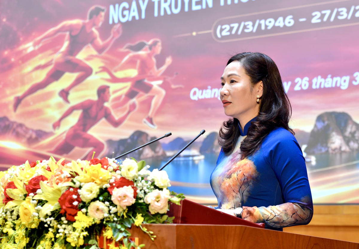 Phó Chủ tịch UBND tỉnh Quảng Ninh Nguyễn Thị Hạnh phát biểu tại lễ kỷ niệm.