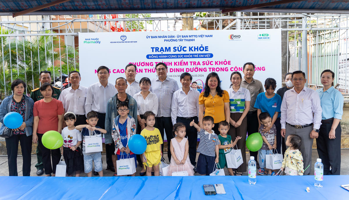 Trạm Y tế phường Tây Thạnh là một phần trong chuỗi hoạt động hợp tác chiến lược giữa Hội Bảo vệ quyền trẻ em Việt Nam, Pharmacity và MHD Pharma, cùng hướng tới mục tiêu chung “Vì sức khỏe trẻ em Việt”. Ảnh: Thu Hà