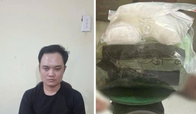 Đối tượng Lê Quan Nhân cùng hơn 1,2kg ma túy đá.