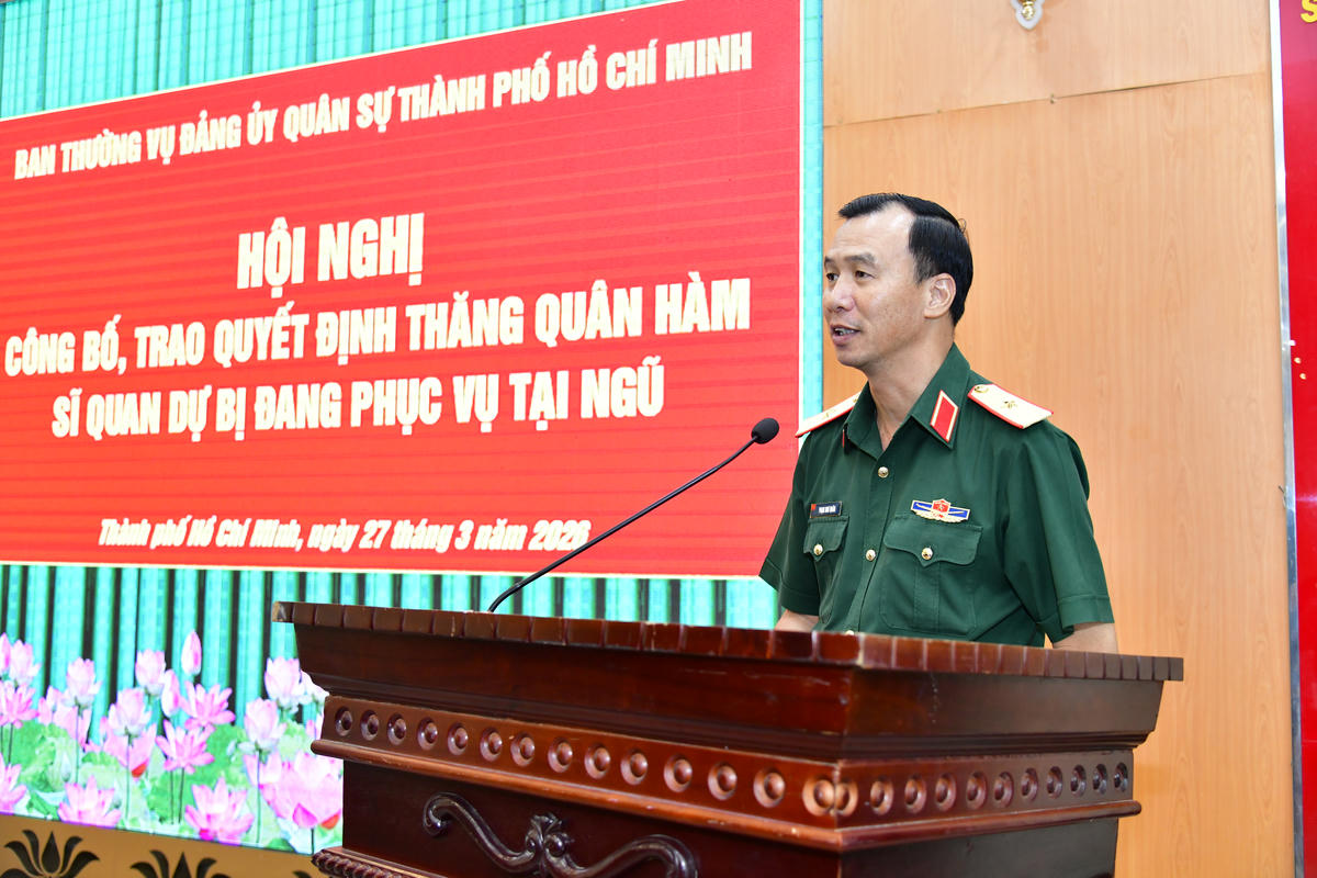 Thiếu tướng Phạm Như Quân phát biểu tại Hội nghị. Ảnh: Hữu Tân.