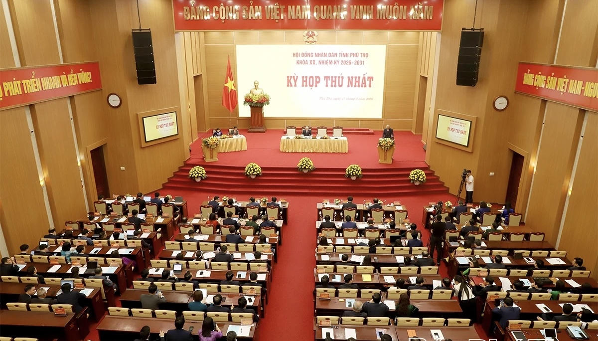 Quang cảnh Kỳ họp thứ Nhất HĐND tỉnh Phú Thọ khóa XX nhiệm kỳ 2026-2031. Ảnh: Báo Phú Thọ.