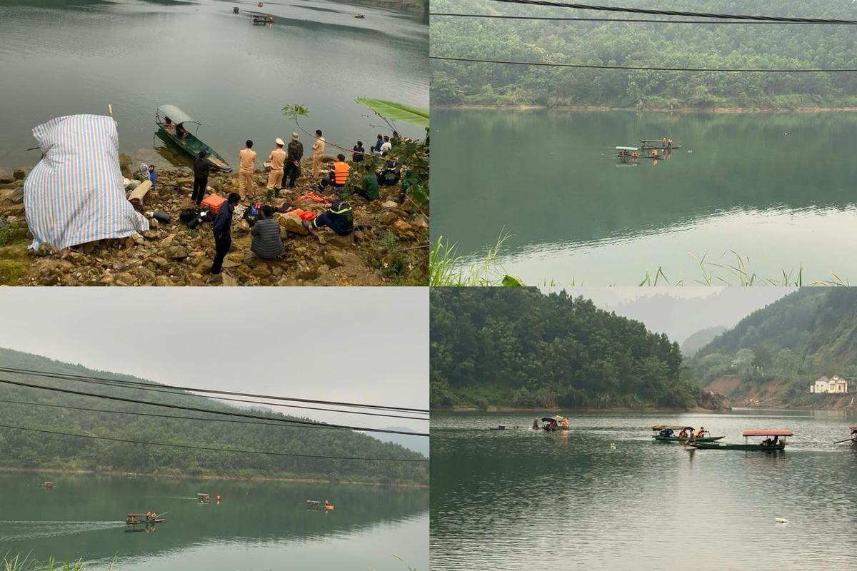 Lực lượng công an tỉnh Tuyên Quang phối hợp với các đơn vị liên quan tìm kiếm các nạn nhân bị mất tích. Ảnh: Công an tỉnh Tuyên Quang.