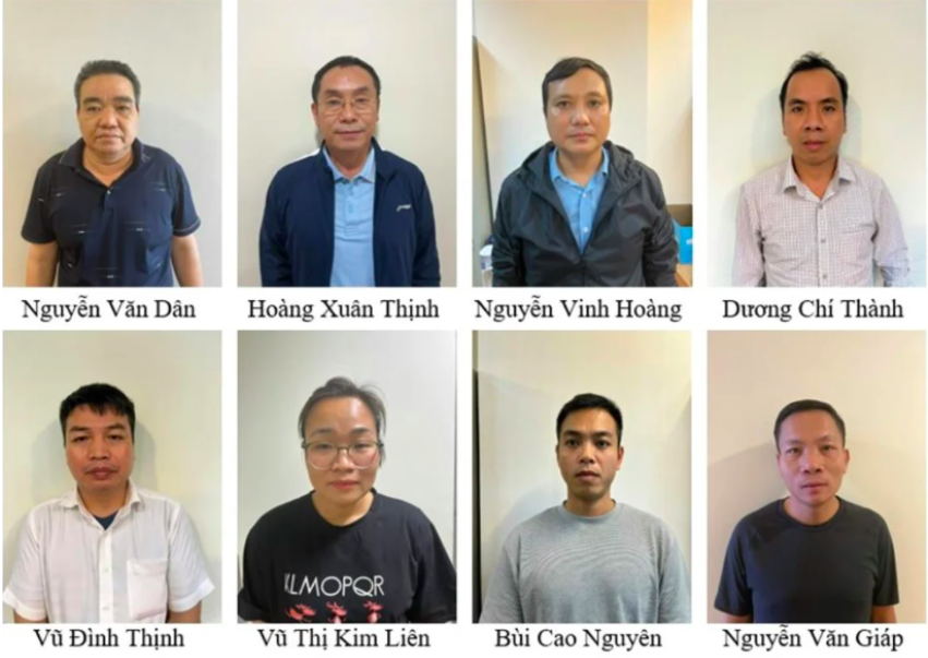 Bị cáo Nguyễn Văn Dân cùng nhóm đồng phạm.
