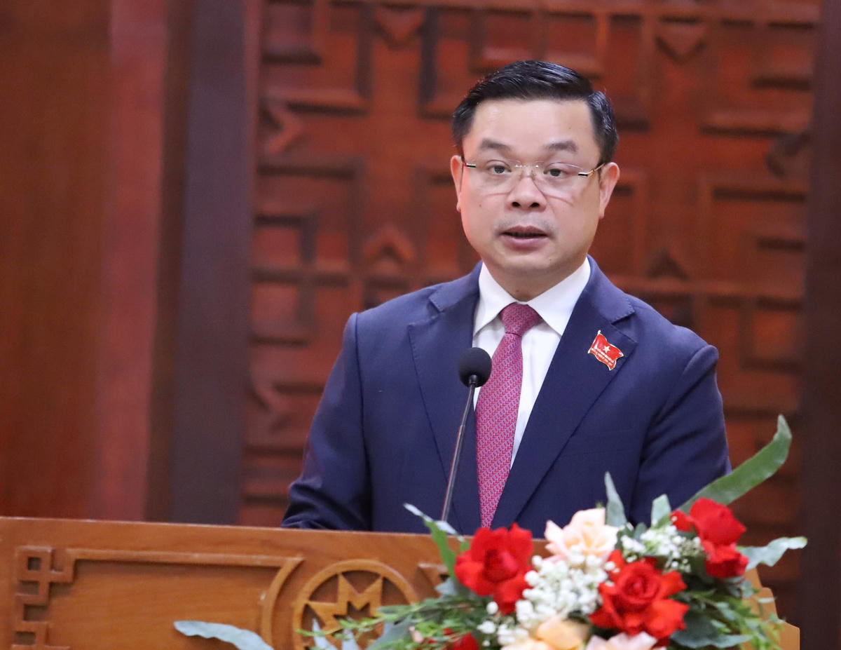 Ông Đỗ Hữu Huy phát biểu nhận nhiệm vụ. Ảnh:TT.
