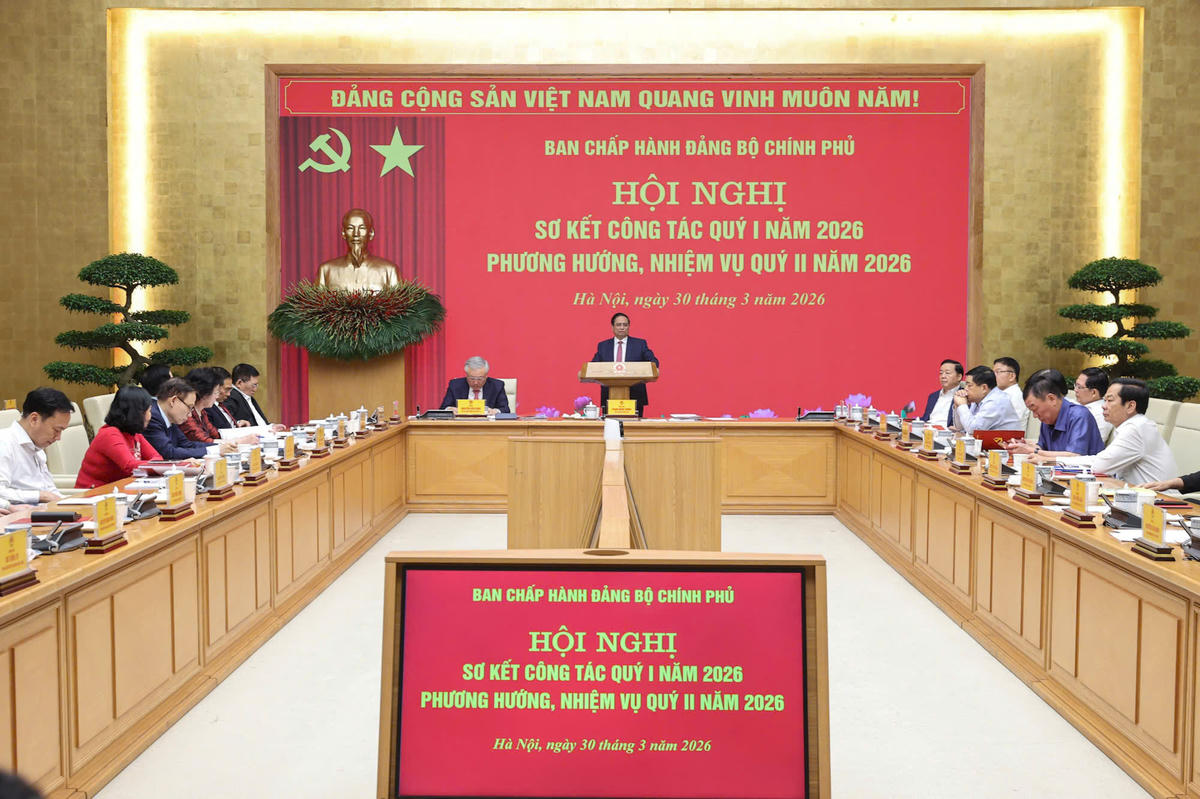 Bí thư Đảng ủy, Thủ tướng Chính phủ Phạm Minh Chính chủ trì Hội nghị Ban Chấp hành Đảng bộ Chính phủ về sơ kết công tác quý I năm 2026 và phương hướng, nhiệm vụ quý II năm 2026.