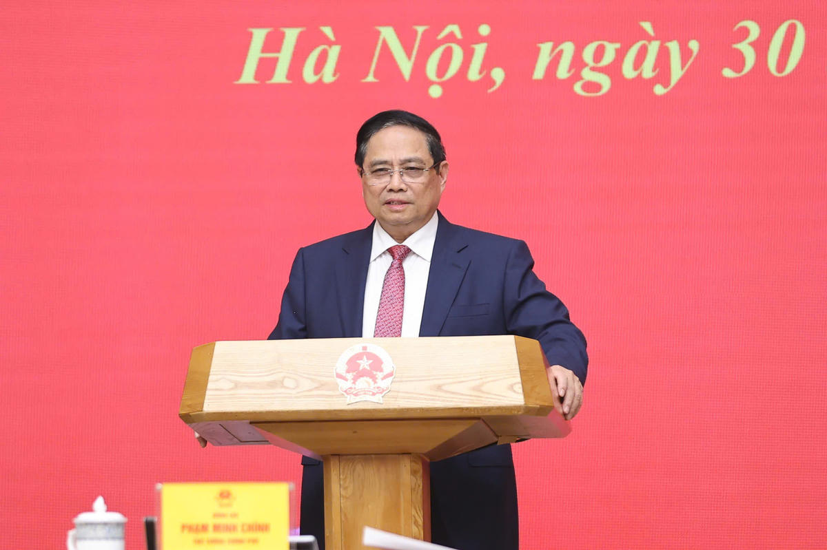 Bí thư Đảng ủy, Thủ tướng Chính phủ Phạm Minh Chính phát biểu. Ảnh: Nhật Bắc. 