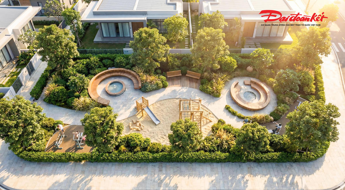  Khi đi vào hoạt động, công viên không chỉ là nơi vui chơi, rèn luyện thể chất mà còn là không gian giao lưu, kết nối của người dân trong thôn, xóm. Ảnh: Mr D