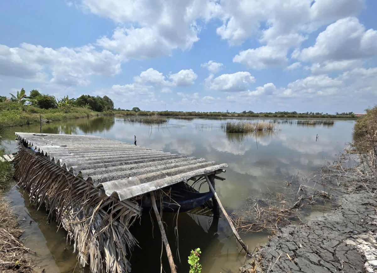 Thời tiết nắng nóng bất lợi khiến người nuôi tôm bị thiệt hại. Ảnh: Nguyên Du