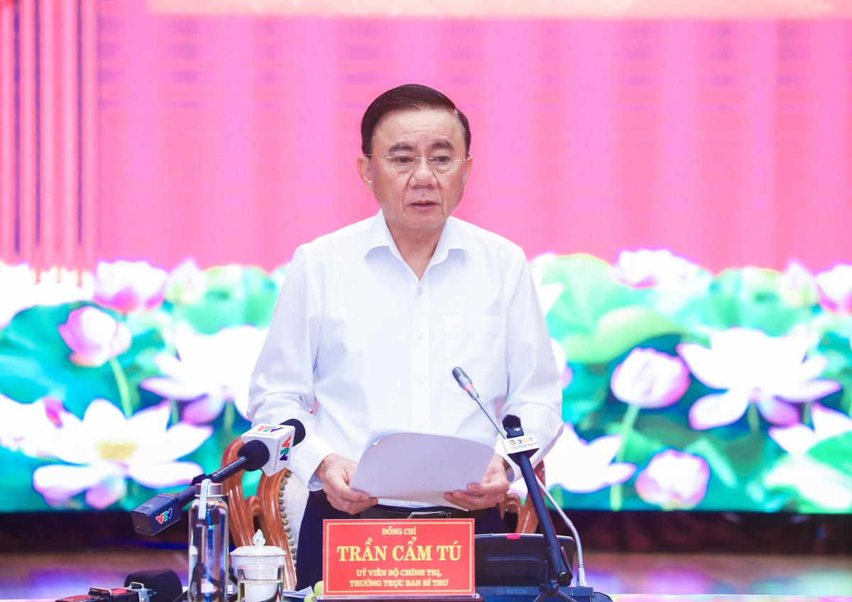 Thường trực Ban Bí thư Trần Cẩm Tú phát biểu kết luận hội nghị. Ảnh: CV.