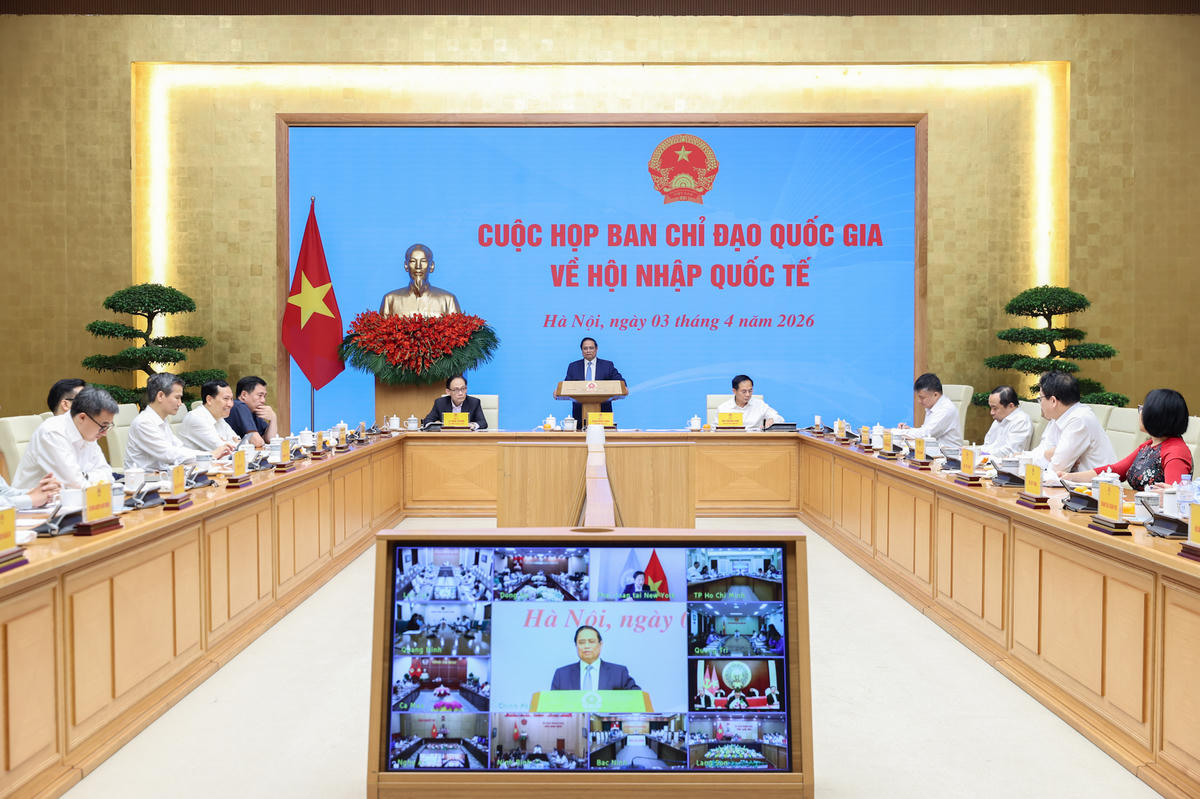 Thủ tướng Phạm Minh Chính, Trưởng Ban Chỉ đạo quốc gia về hội nhập quốc tế, chủ trì cuộc họp của Ban Chỉ đạo. Ảnh: Nhật Bắc