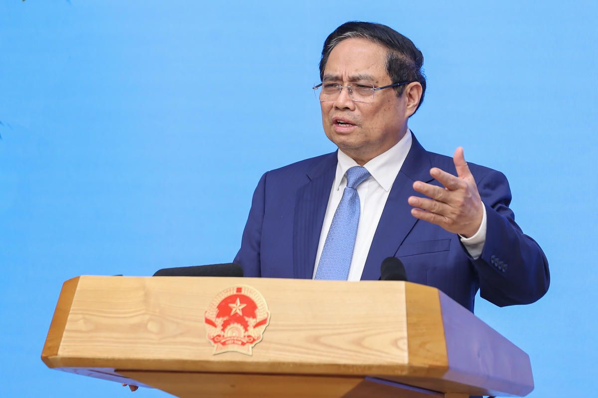 Thủ tướng Phạm Minh Chính phát biểu kết luận cuộc họp. Ảnh: Nhật Bắc