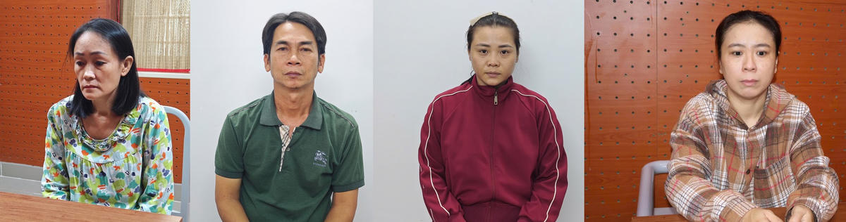 04 đối tượng (theo thứ tự từ trái qua phải): Hồ Thị Thanh Tuyền, Nguyễn Văn Tuấn, Nguyễn Thị Liễu và Nguyễn Thị Diễm.