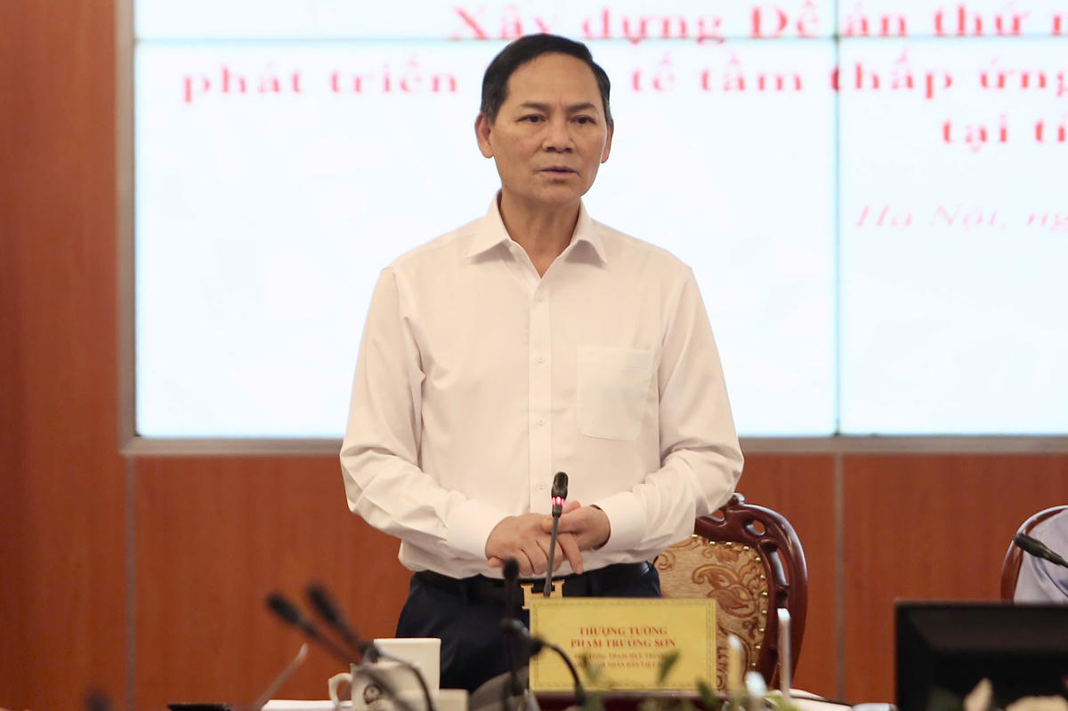 Thượng tướng Phạm Trường Sơn, Phó Tổng Tham mưu trưởng Quân đội nhân dân Việt Nam phát biểu tại buổi làm việc.