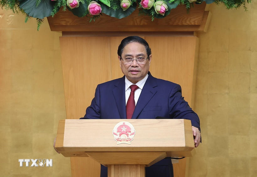 Thủ tướng Phạm Minh Chính chủ trì Phiên họp Chính phủ thường kỳ tháng 3 năm 2026 và Hội nghị Chính phủ trực tuyến với địa phương. (Ảnh: Dương Giang/TTXVN).