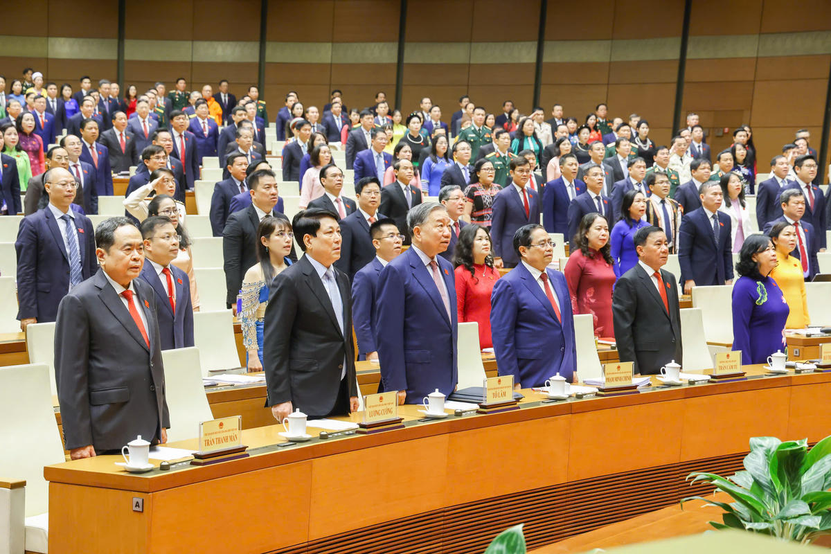 Tổng Bí thư Tô Lâm cùng lãnh đạo, nguyên lãnh đạo Đảng, Nhà nước và đại biểu Quốc hội dự khai mạc Kỳ họp thứ Nhất, Quốc hội khóa XVI.