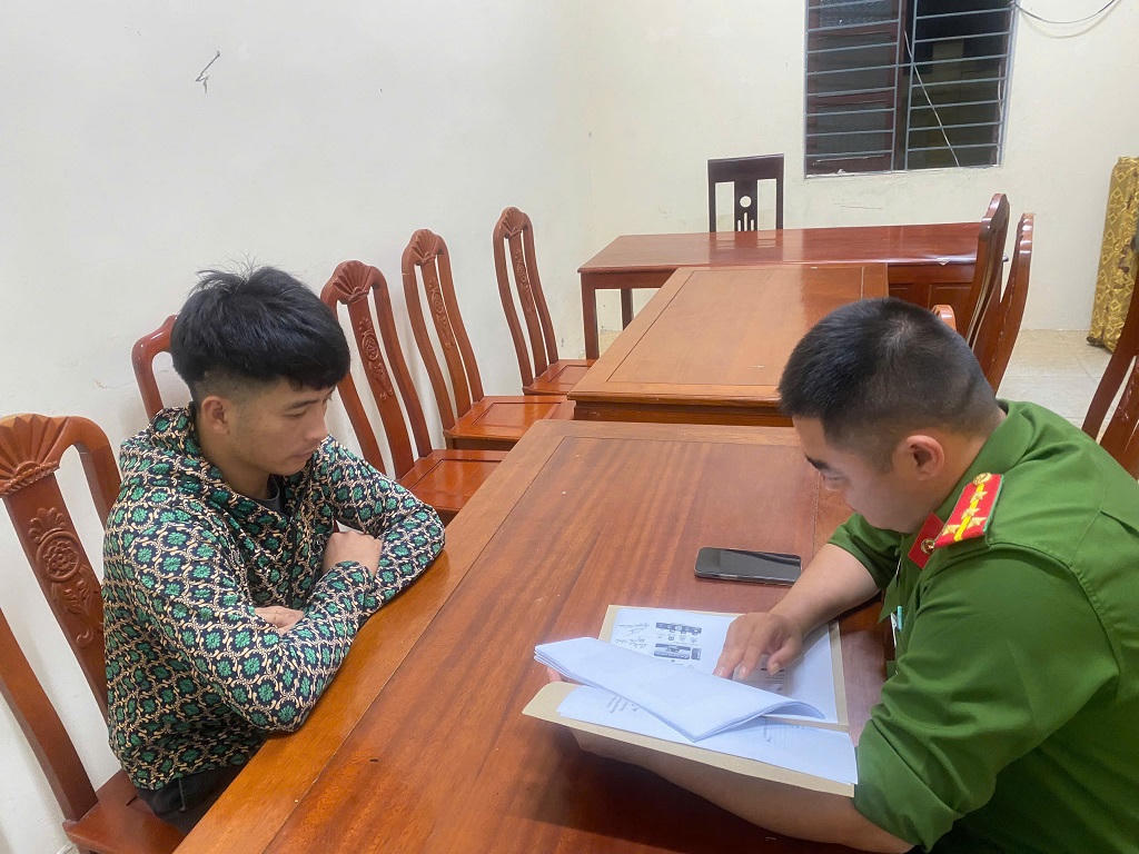 Đối tượng Trần Văn Tài tại Cơ quan Công an. Ảnh: Công an tỉnh Nghệ An