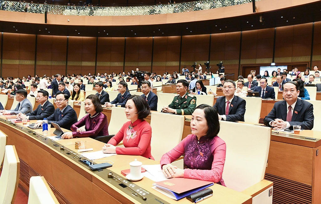 Đoàn ĐBQH tỉnh Ninh Bình tham dự phiên khai mạc kỳ họp thứ nhất, Quốc hội khóa XVI. Ảnh: Báo Ninh Bình