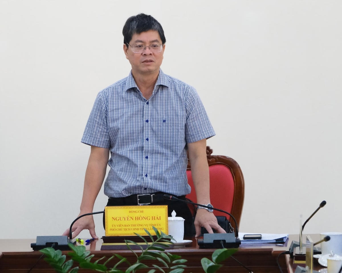 Ông Nguyễn Hồng Hải, Ủy viên Ban Thường vụ Tỉnh ủy, Phó Chủ tịch UBND tỉnh Lâm Đồng phát biểu tại buổi làm việc.