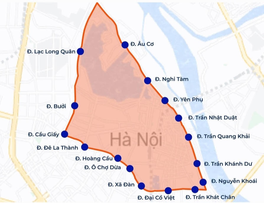 Khu vực Vành đai 1, thành phố Hà Nội. Ảnh: VT
