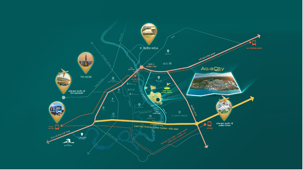 Aqua City nằm tại tâm điểm kết nối liên vùng.