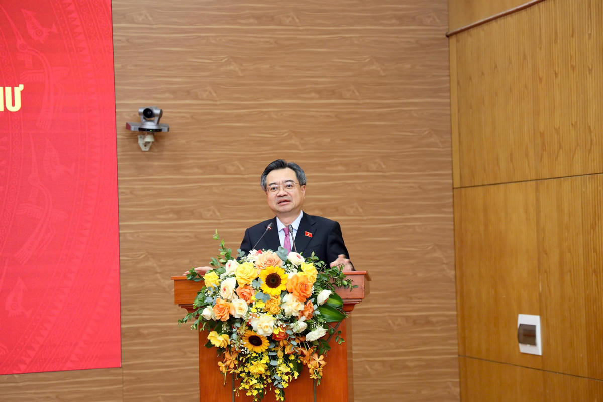 Ông Nguyễn Thanh Nghị, Ủy viên Bộ Chính trị, Bí thư Trung ương Đảng, Trưởng Ban Chính sách, chiến lược Trung ương phát biểu tại hội nghị.