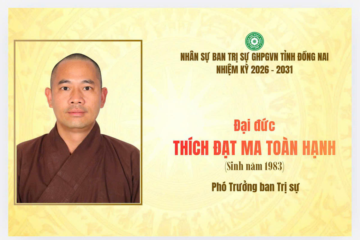 Đại đức, Tiến sĩ Thích Đạt Ma Toàn Hạnh, Phó Trưởng ban Trị sự Giáo hội Phật giáo Việt Nam tỉnh Đồng Nai, nhiệm kỳ 2026-2031. Ảnh: TL