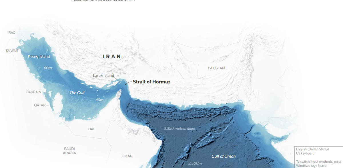 Bản đồ eo biển Hormuz. Nguồn: Reuters.