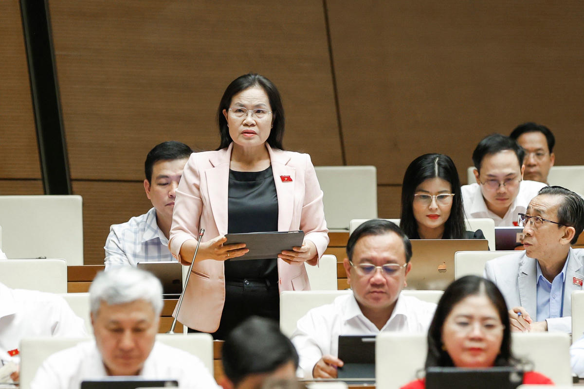 Đại biểu Nguyễn Thị Hồng Hạnh, Đoàn ĐBQH TP Hồ Chí Minh phát biểu.