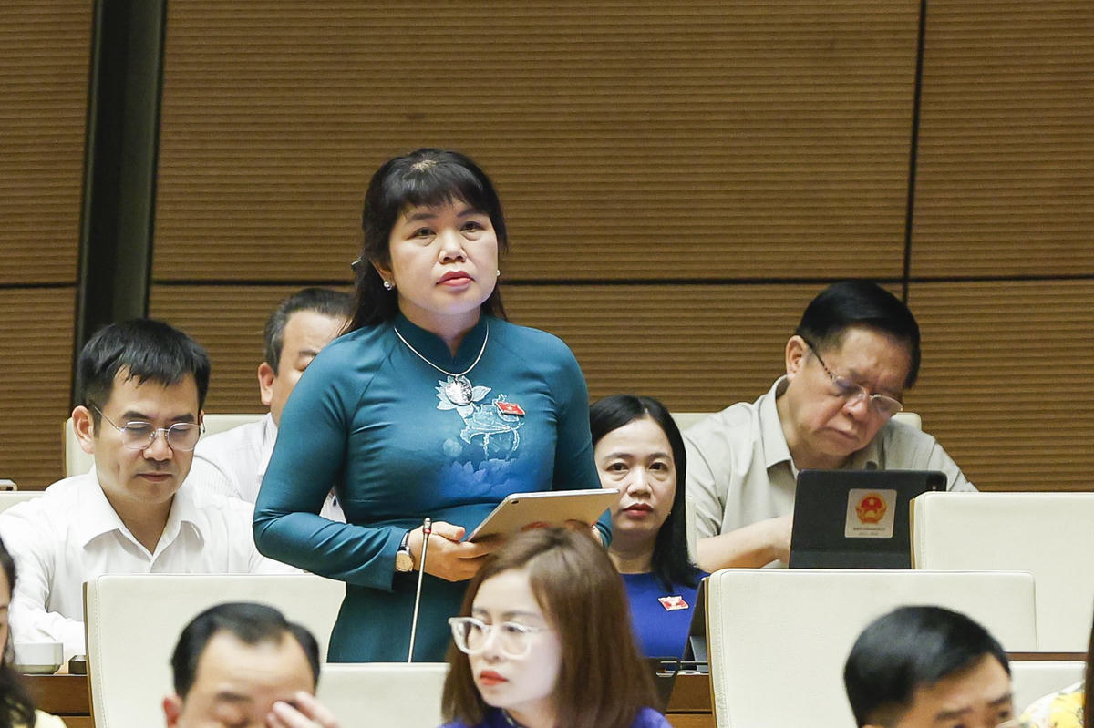 Đại biểu Nguyễn Thị Thu Hà - Đoàn ĐBQH tỉnh Quảng Ninh phát biểu.