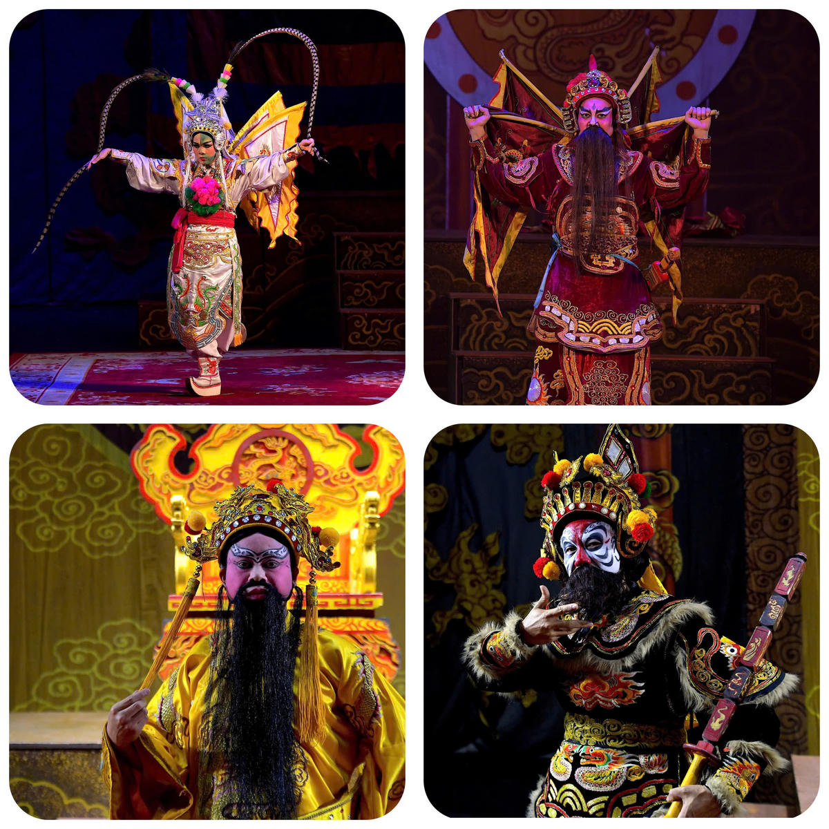 Những gương mặt hóa trang cầu kỳ góp phần tạo nên sức hấp dẫn riêng của tuồng. 