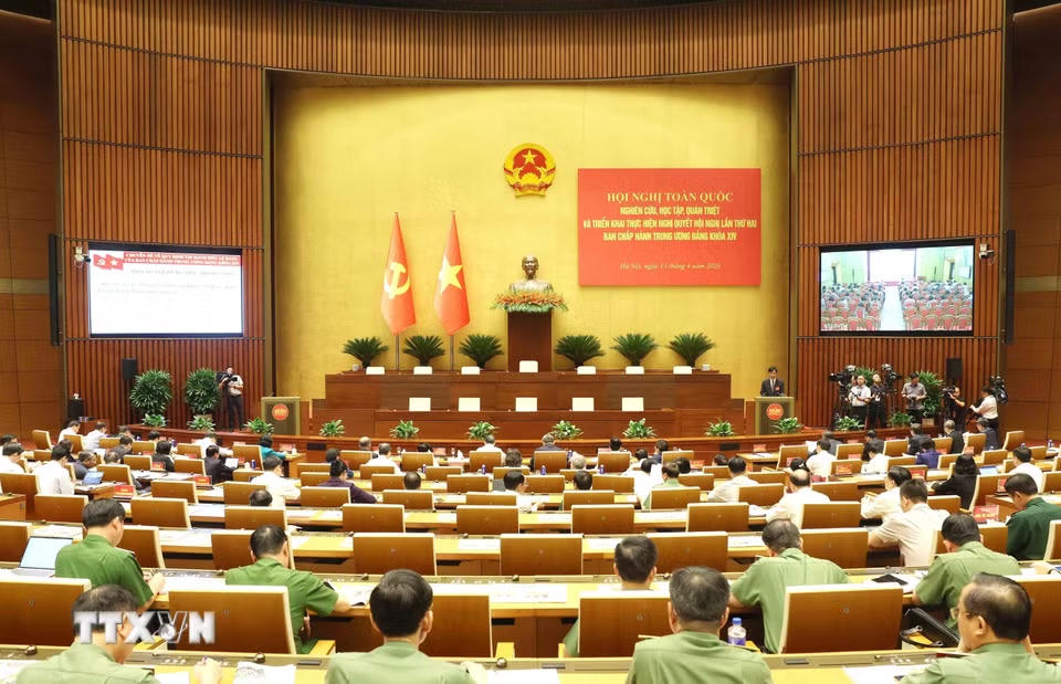 Hội nghị tại điểm cầu Nhà Quốc hội. (Ảnh: Phương Hoa/TTXVN)