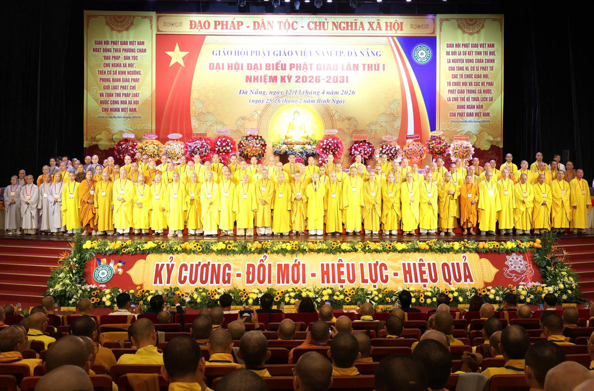 Tân Ban Trị sự Phật giáo TP Đà Nẵng, nhiệm kỳ 2026-2031 ra mắt trước đại hội. Ảnh: Nguyễn Tú.