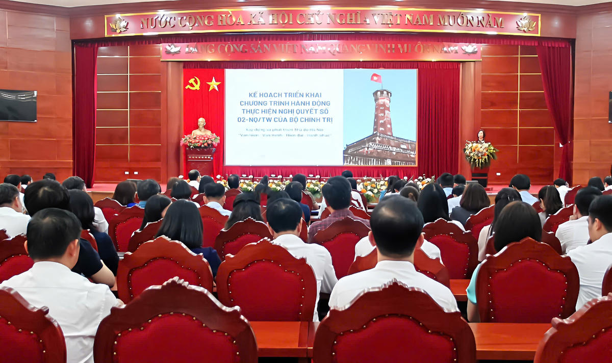 Ủy ban MTTQ Việt Nam thành phố Hà Nội quán triệt kế hoạch triển khai Chương trình hành động của Ban Thường vụ Thành ủy thực hiện Nghị quyết số 02-NQ/TW của Bộ Chính trị. Ảnh: PV