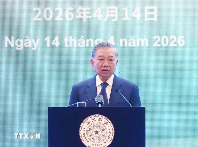 Tổng Bí thư, Chủ tịch nước Tô Lâm phát biểu chính sách tại Đại học Thanh Hoa. (Ảnh: Thống Nhất/TTXVN).