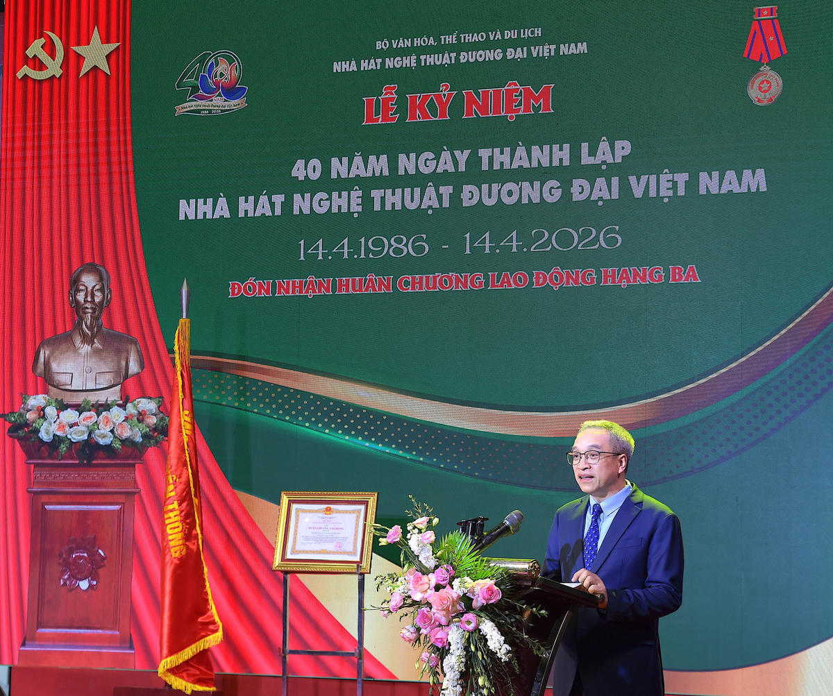 Ông Phan Tâm, Thứ trưởng Bộ Văn hóa, Thể thao và Du lịch phát biểu. 