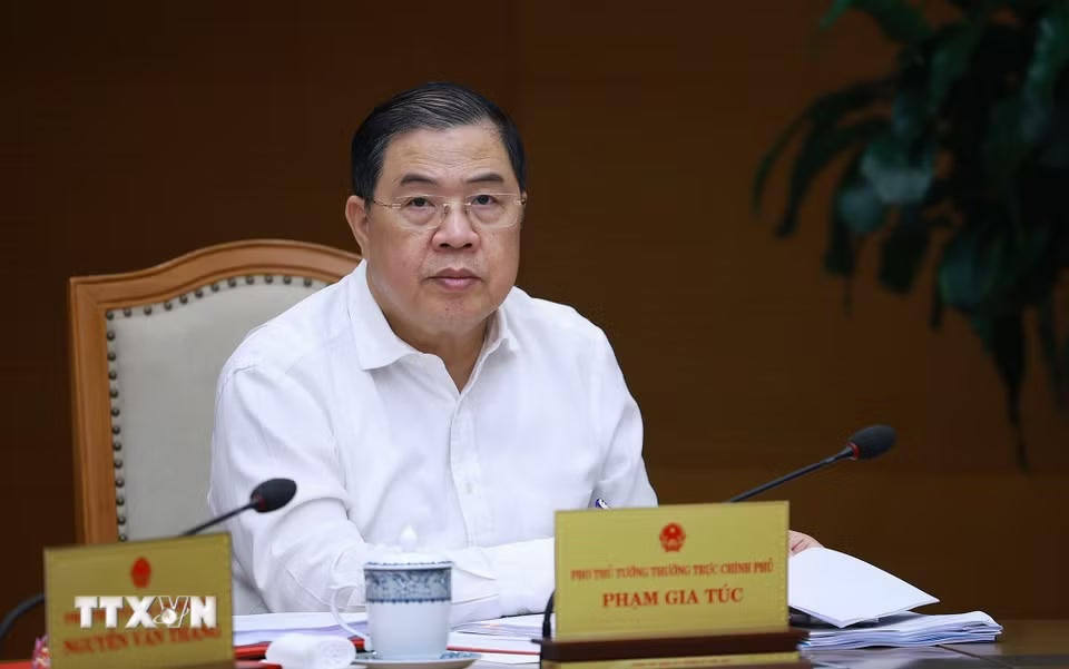 Phó Thủ tướng Thường trực Chính phủ Phạm Gia Túc dự cuộc họp. (Ảnh: Dương Giang/TTXVN)