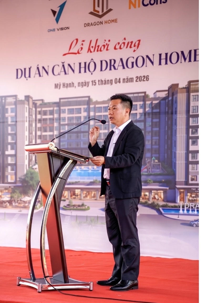 Ông Phạm Phong Vũ – Chủ tịch HĐQT One Vision chia sẻ tại sự kiện khởi công Dragon Home. Ảnh: Thanh Thủy