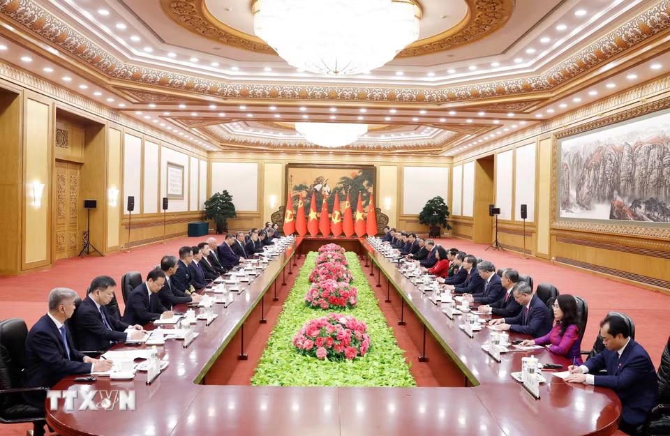 Tổng Bí thư, Chủ tịch nước Tô Lâm hội đàm với Tổng Bí thư, Chủ tịch nước Trung Quốc Tập Cận Bình. (Ảnh: Thống Nhất/TTXVN)