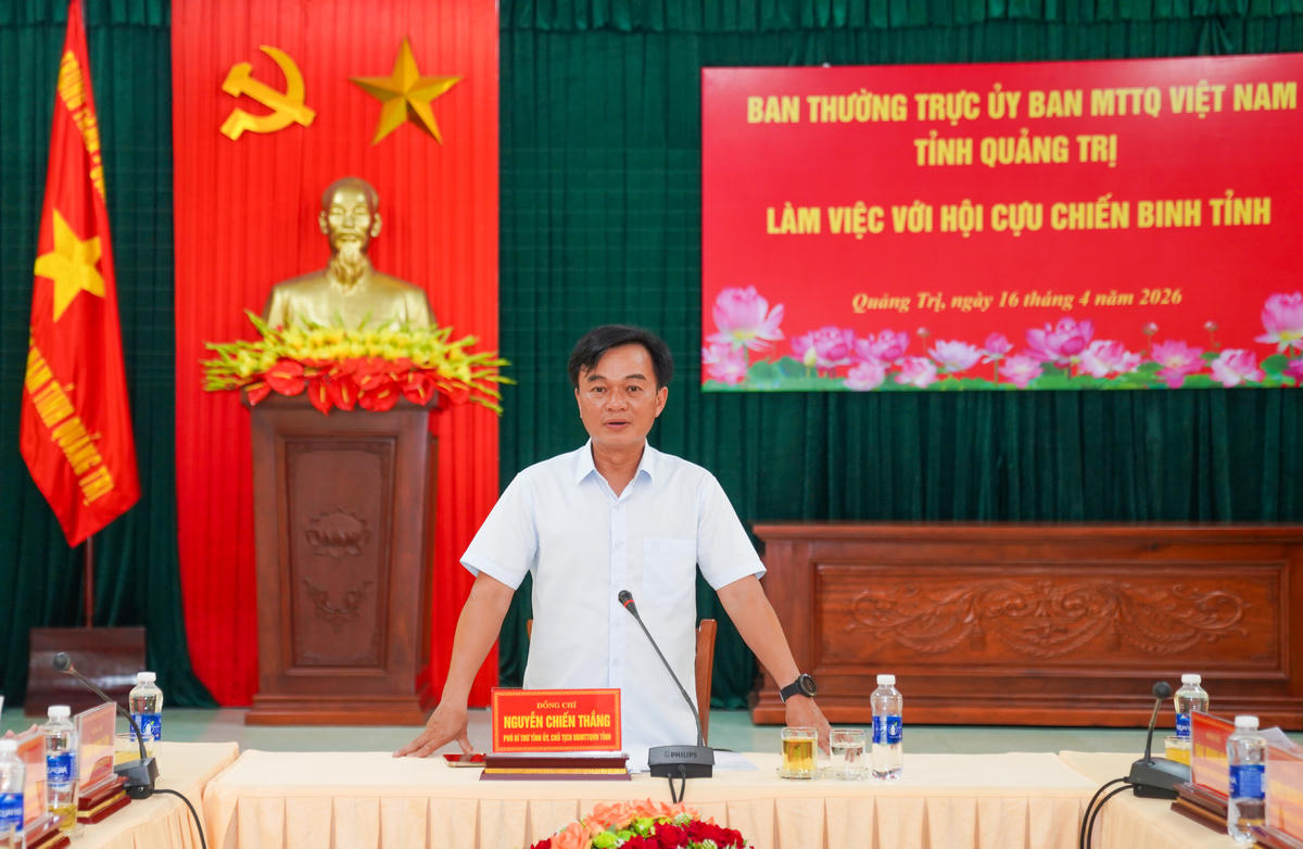 Ông Nguyễn Chiến Thắng ghi nhận, đánh giá cao kết quả Hội Cựu chiến binh tỉnh đạt được sau sáp nhập. Ảnh: Cẩm Kỳ