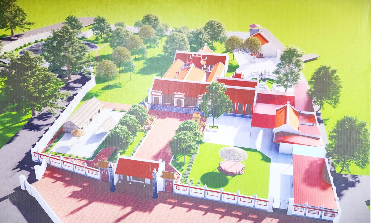 Bản phối cảnh tu bổ, tôn tạo chùa Bảo Tháp không có công trình nhà Tứ Ân. Ảnh: K.H.